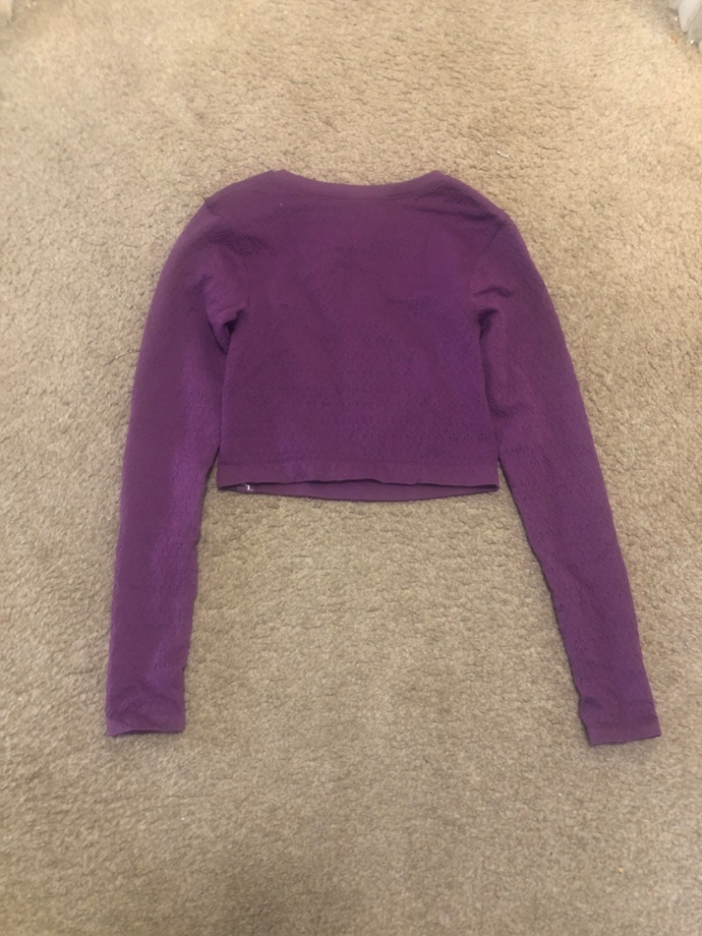 Women's Textured Seamless Long Sleeve Active Cutout Top JoyLab Berry Purple M - Picture 5 of 5